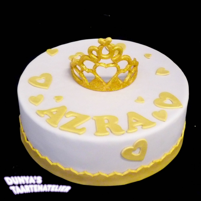 KROON OF TIARA op speciale taartKroon of Tiara op taart - Wit - goud