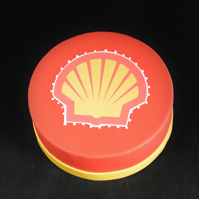 Taarten met Bedrijfs logoLogo Shell (voorbeeld)