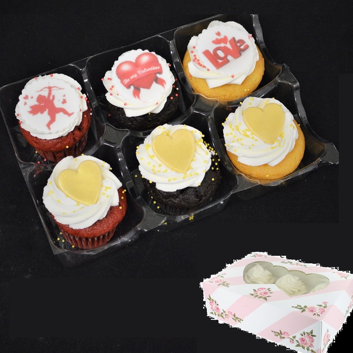 Valentine Cupcake Box  Valentijn Cupcake box - 6 grote cupcakes